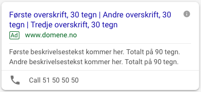 Annonse som utnytter alle feltene i Google Ads