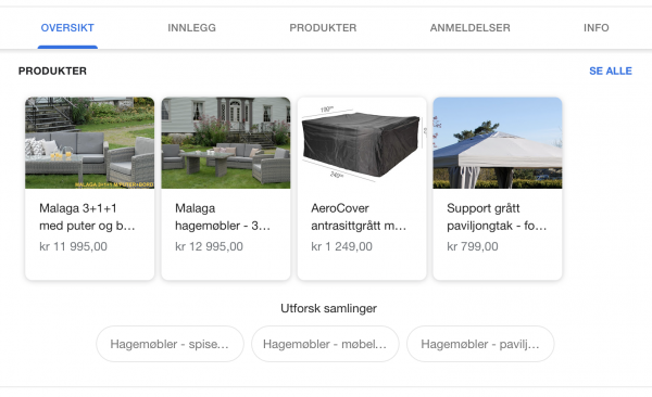 Google Min Bedrift med produkter (på Ipad)