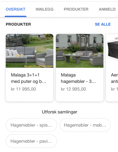 Google Min Bedrift produkter, på mobil