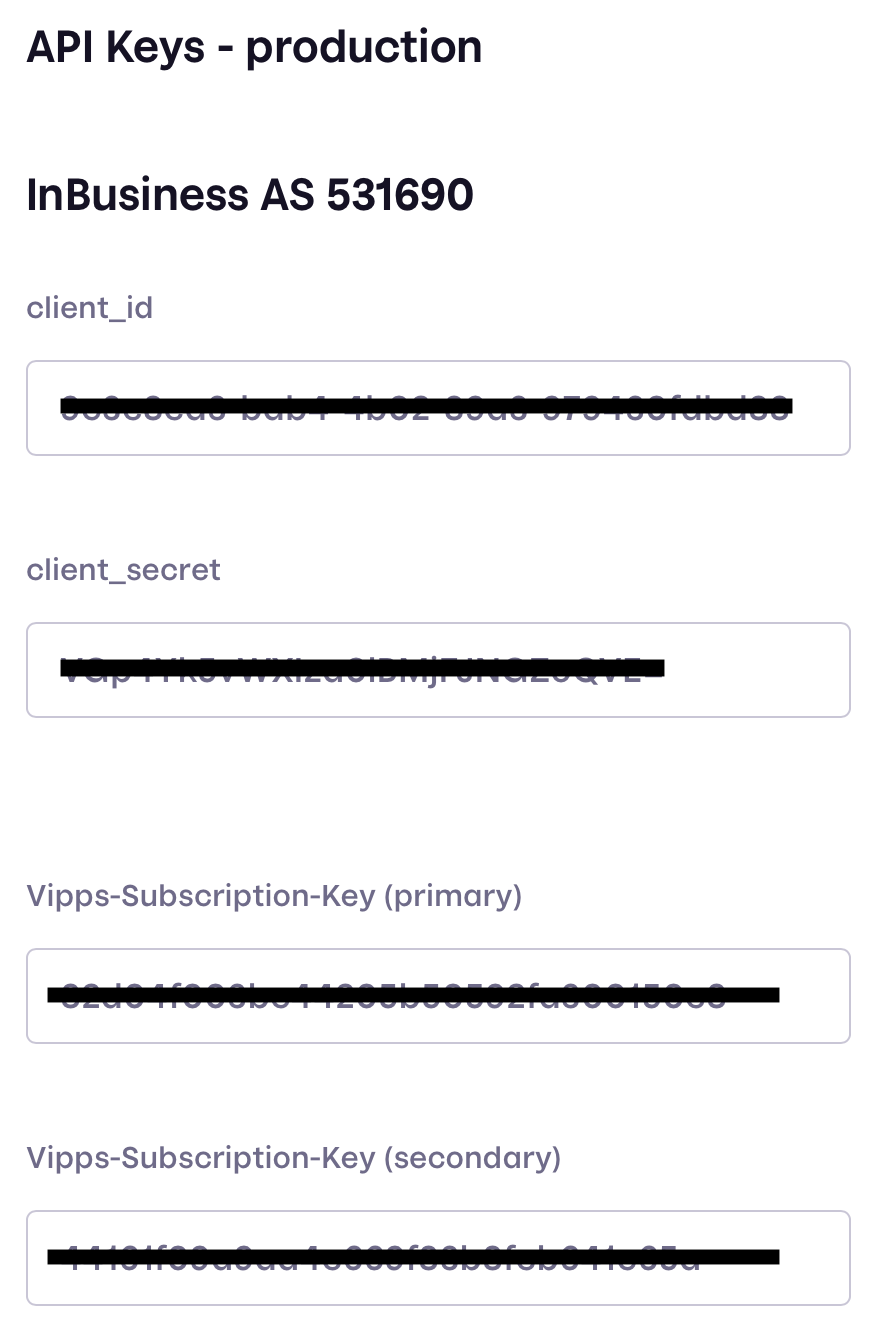 Vipps API keys - nøkler
