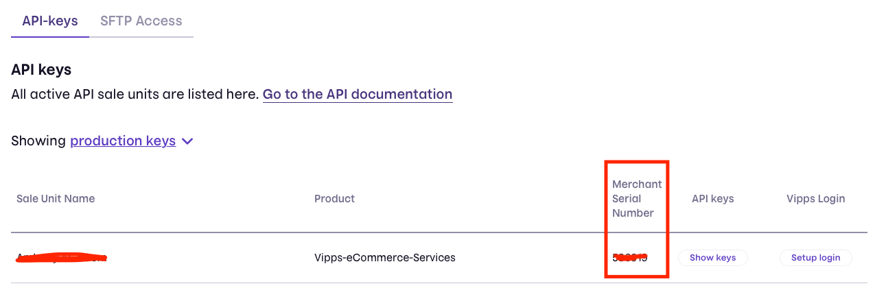 Vipps Merchent Serial Number nettbutikk